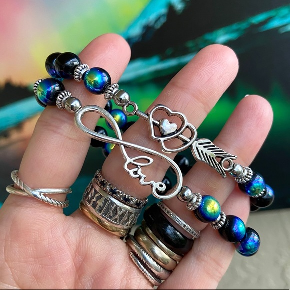Iridecent beads heart arrow & infinity love set - Picture 3 of 10